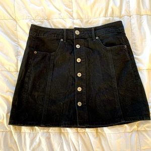 AE Black Denim Hi-Rise A-Line Skirt